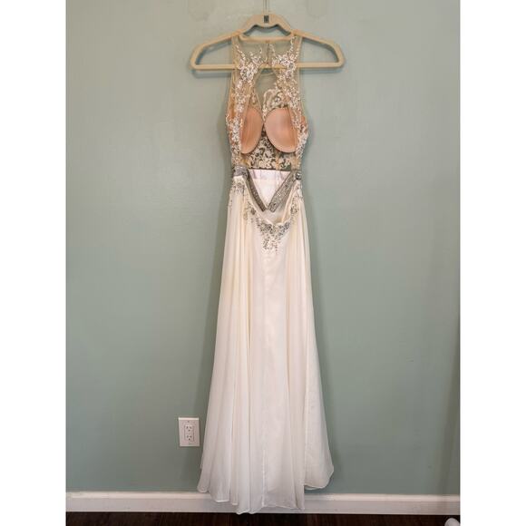 Aspeed USA Gown XS Wedding Bride Crystals Beaded Open Back Lace Sleeveless White - Picture 2 of 14